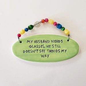 Tumbleweed Pottery Wall Art "Glasses" Gag Humor Gift VintageHandcrafted Ceramic